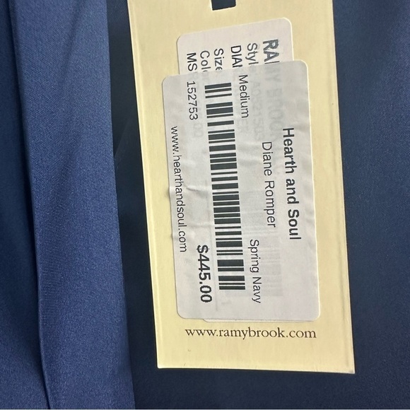 Ramy Brook Diane Romper Spring Navy Blue Long Sleeve Satin Chic Size Medium New - Picture 6 of 8